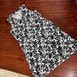 Briggs New York linen blend Black and White Patterned Dress size small